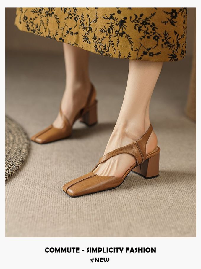 粗跟 中跟 方头 低帮 浅口鞋 