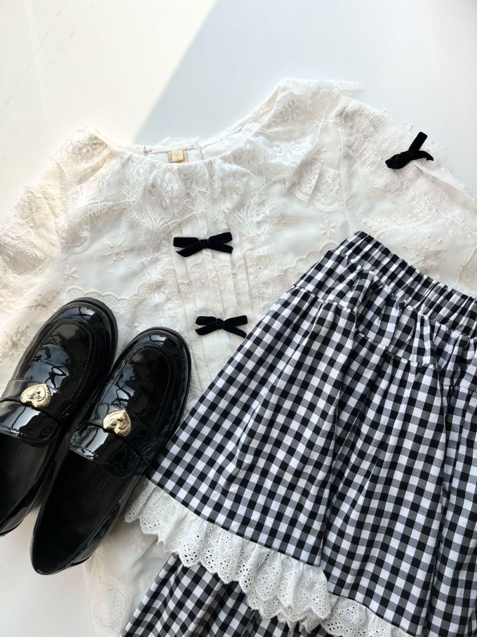 蕾丝面料 截短型 圆形领 格纹/菱格 拼接 蓝黑色 淡蓝色 蕾丝花边 