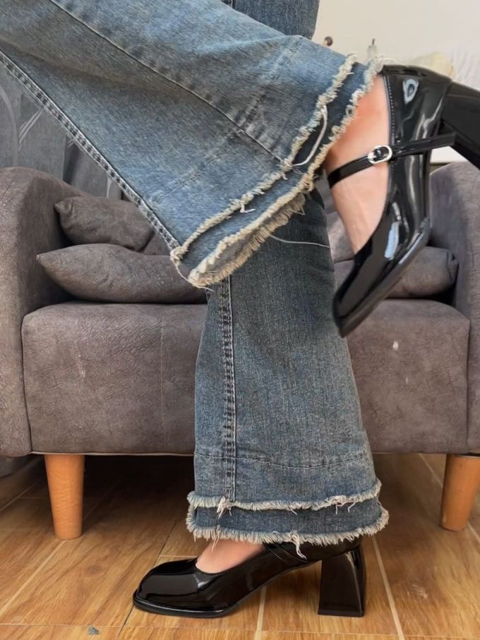 粗跟 中跟 方头 低帮 皮革 