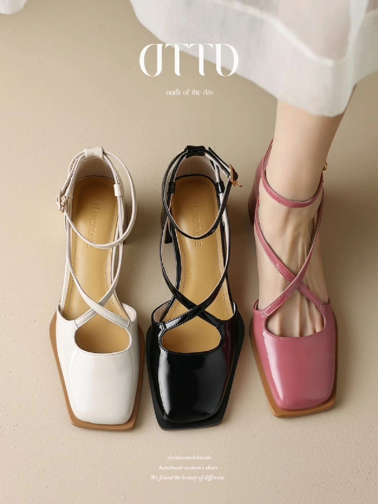 方头 袢扣 浅口鞋 皮革  - VALI鞋履AI设计主图