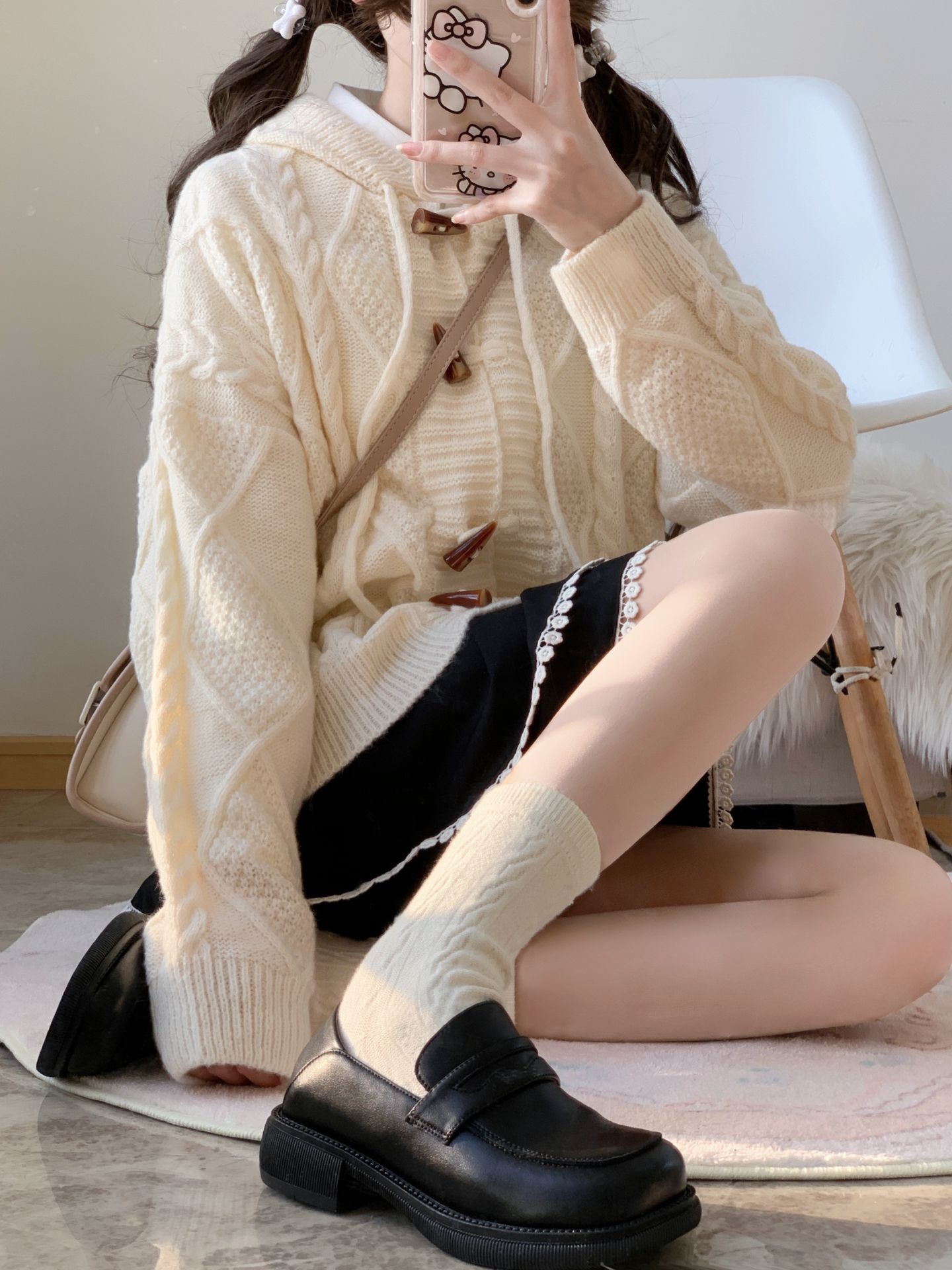 毛纺 细针 提花-绞花 自然色 基础扣饰  - VALI鞋履AI设计主图