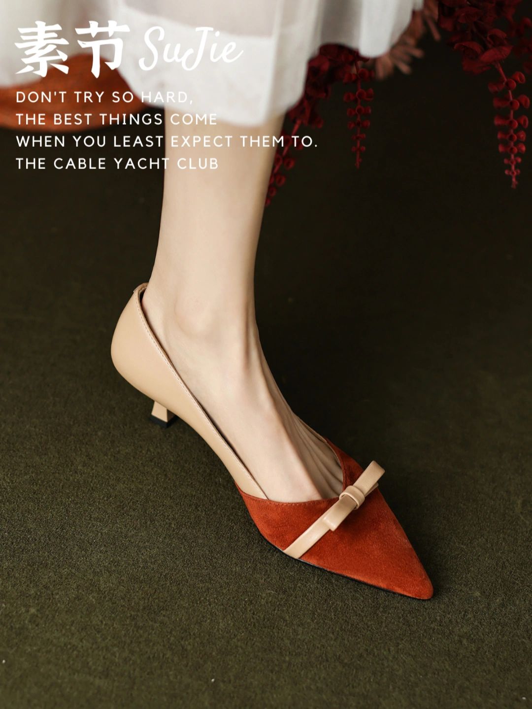 细跟 中跟 尖头 低帮 一脚蹬 浅口鞋 皮革  - VALI鞋履AI设计主图