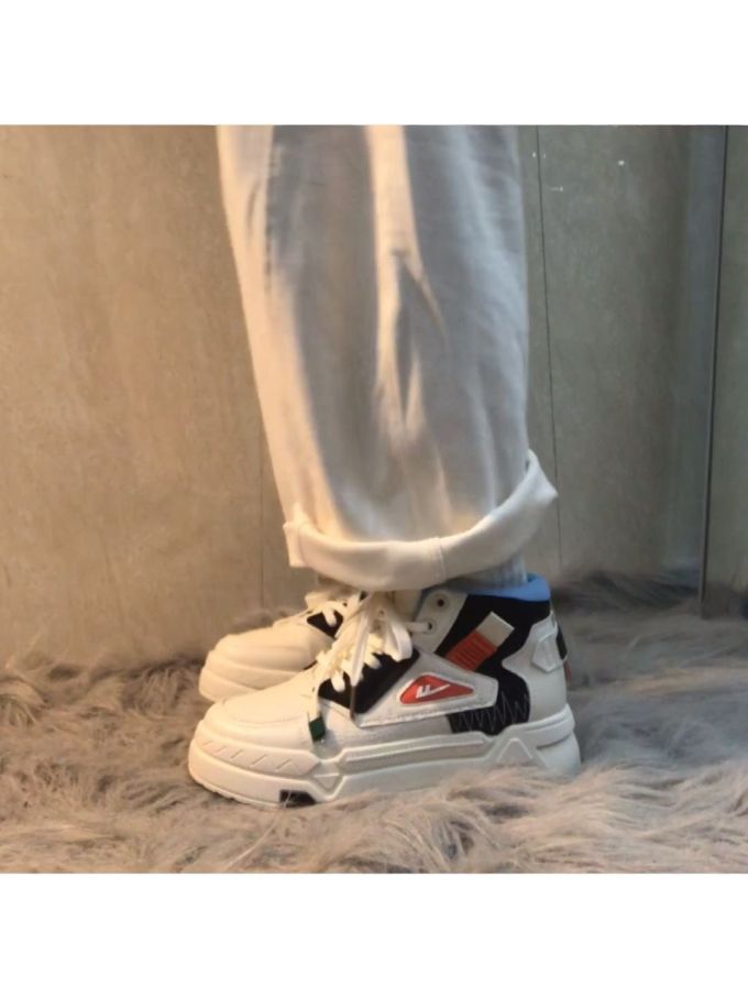 厚底 圆头 系带 深口鞋 皮革 