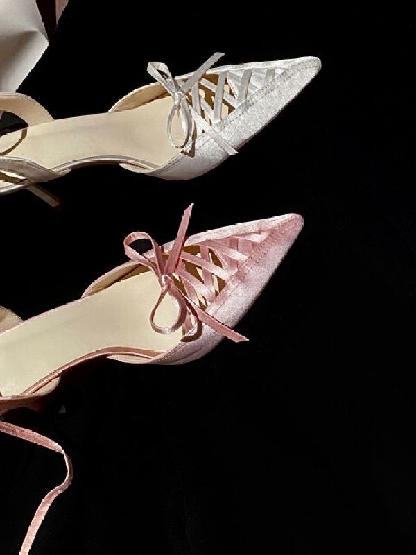 尖头 一脚蹬 蕾丝 