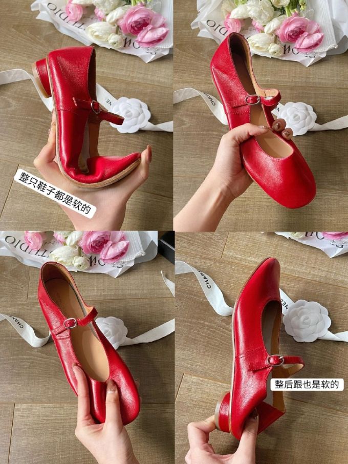 圆头 低帮 袢扣 浅口鞋 皮革 