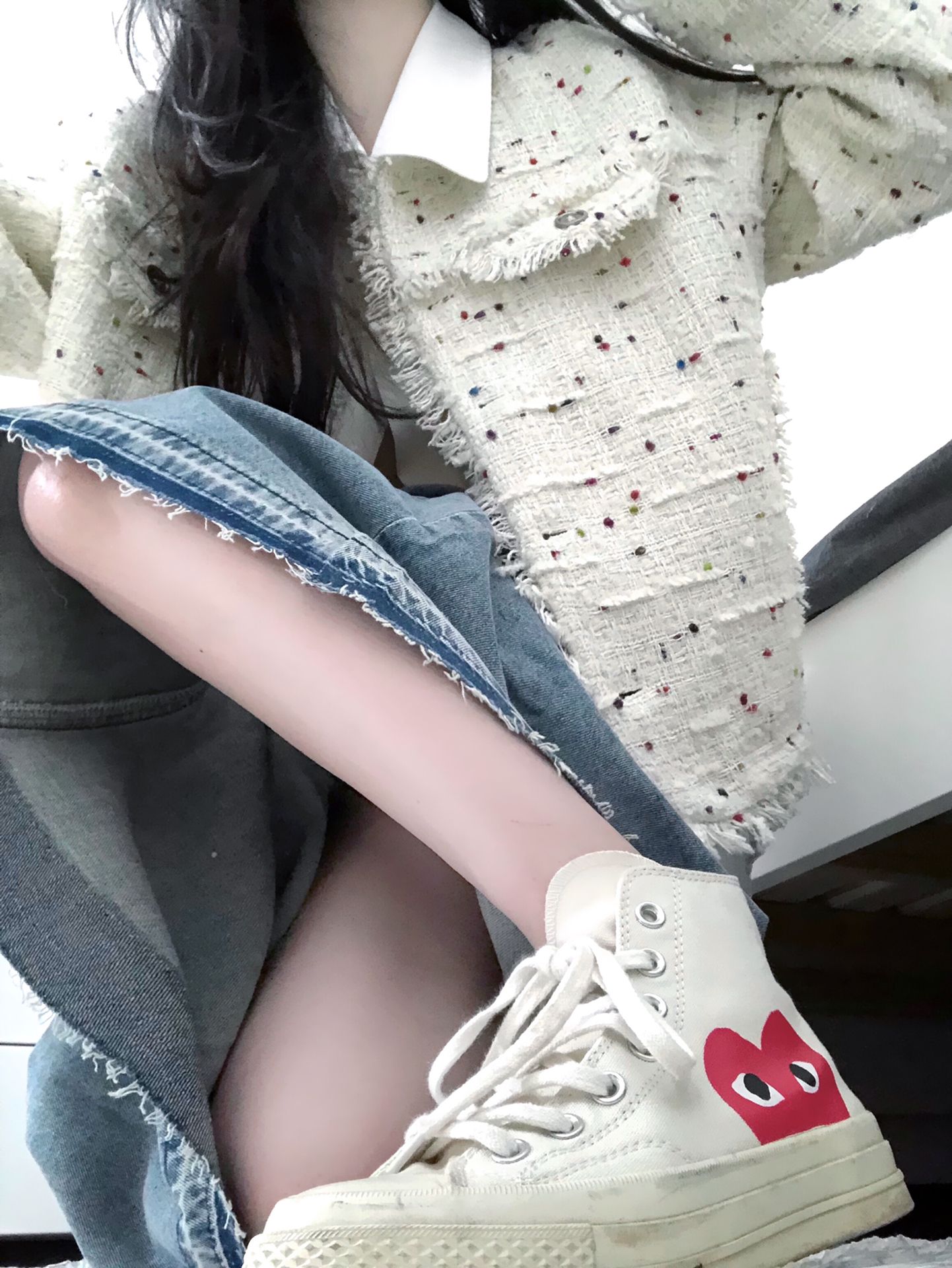 粗花呢 撞色/渐变 边缘装饰 月光灰色 蒸气灰 雪白色  - VALI鞋履AI设计主图