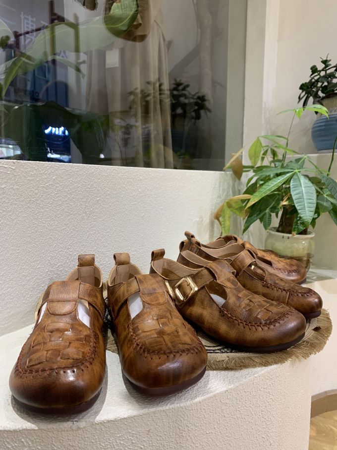 圆头 袢扣 低筒 皮革 