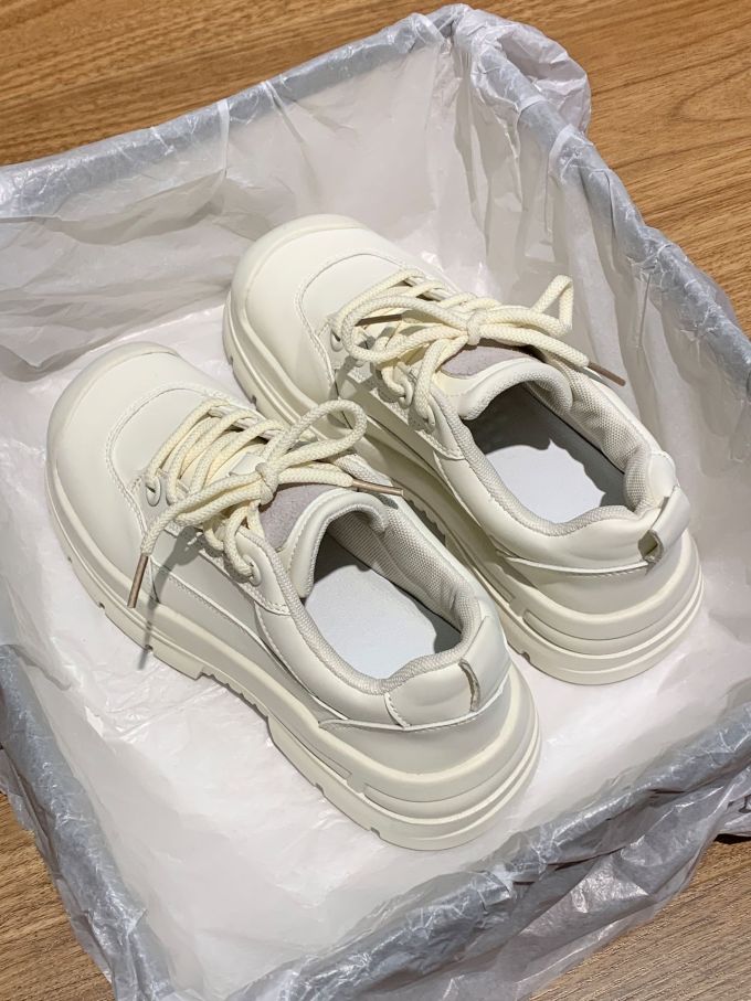 厚底 圆头 低帮 系带 深口鞋 皮革 