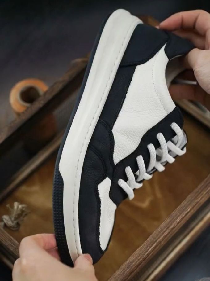 平底 圆头 系带 深口鞋 皮革 