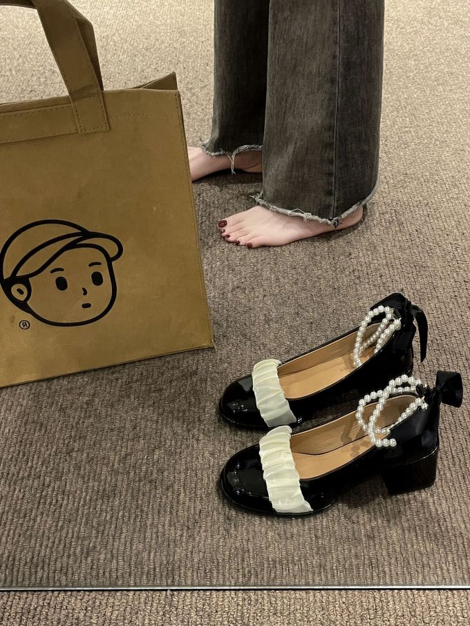 粗跟 中跟 圆头 低帮 袢扣 浅口鞋 