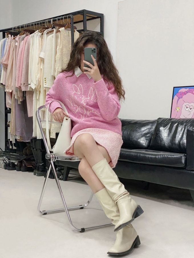 粗跟 中跟 尖头 高筒 皮革 