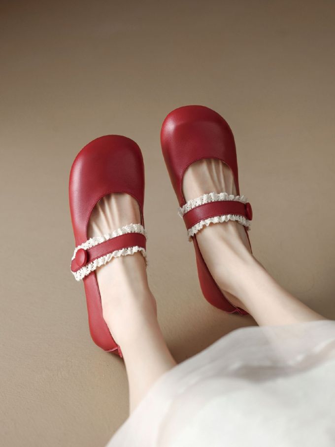 圆头 低帮 袢扣 中口鞋 皮革 