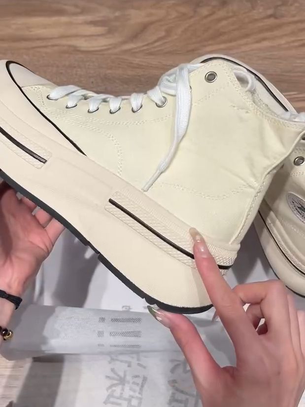 平底 高帮 系带 深口鞋 皮革 