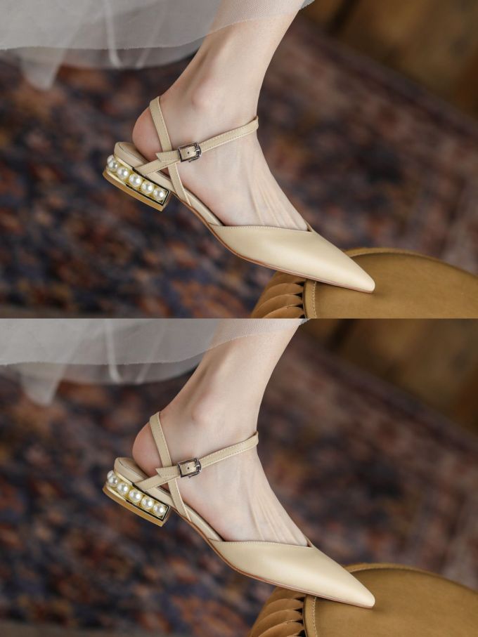 高跟 尖头 袢扣 皮革 