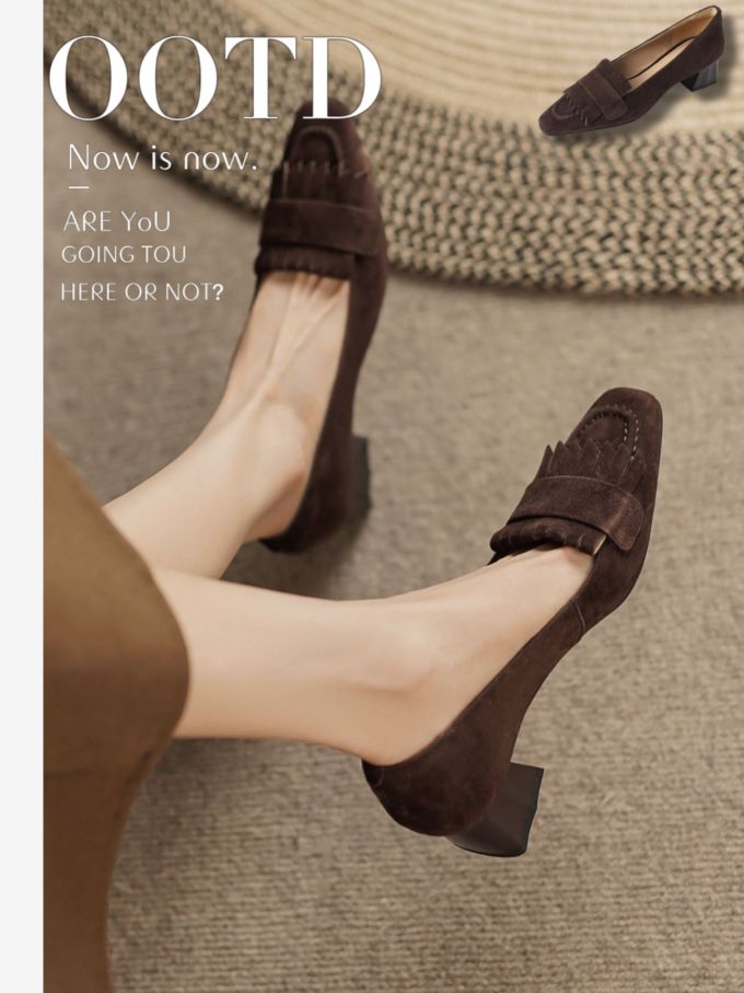 异形跟 中跟 尖头 低帮 一脚蹬 浅口鞋 蕾丝 