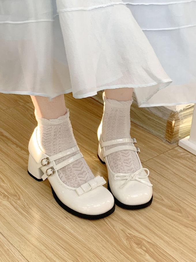 粗跟 中跟 圆头 低帮 袢扣 中口鞋 皮革 