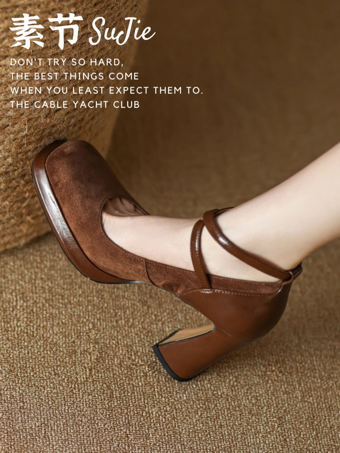 粗跟 中跟 方头 低帮 浅口鞋 皮革  - VALI鞋履AI设计主图