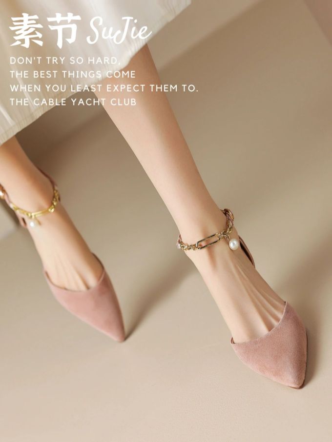 尖头 低帮 袢扣 浅口鞋 皮革 