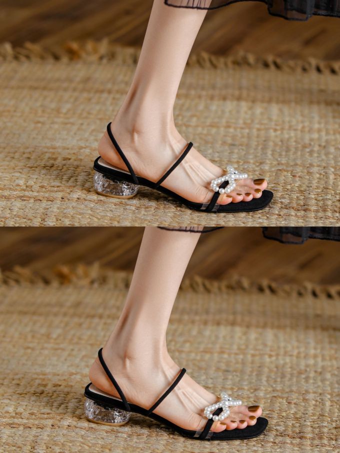 低跟 方头 皮革 