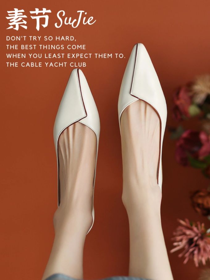 尖头 低帮 一脚蹬 浅口鞋 皮革 