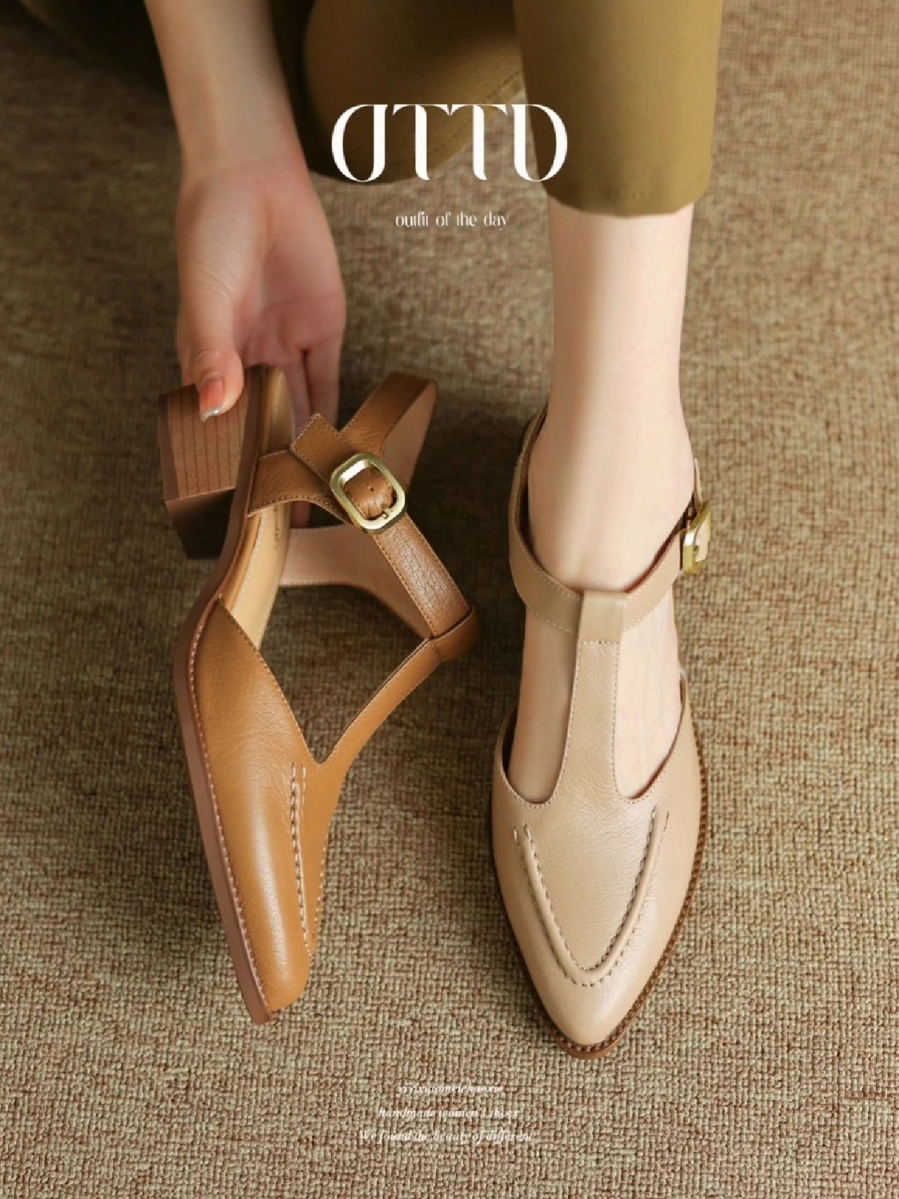 异形跟 高跟 低帮 袢扣 浅口鞋 皮革  - VALI鞋履AI设计主图