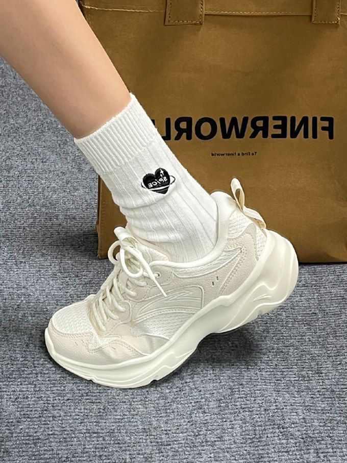 厚底 圆头 低帮 系带 深口鞋 网面 