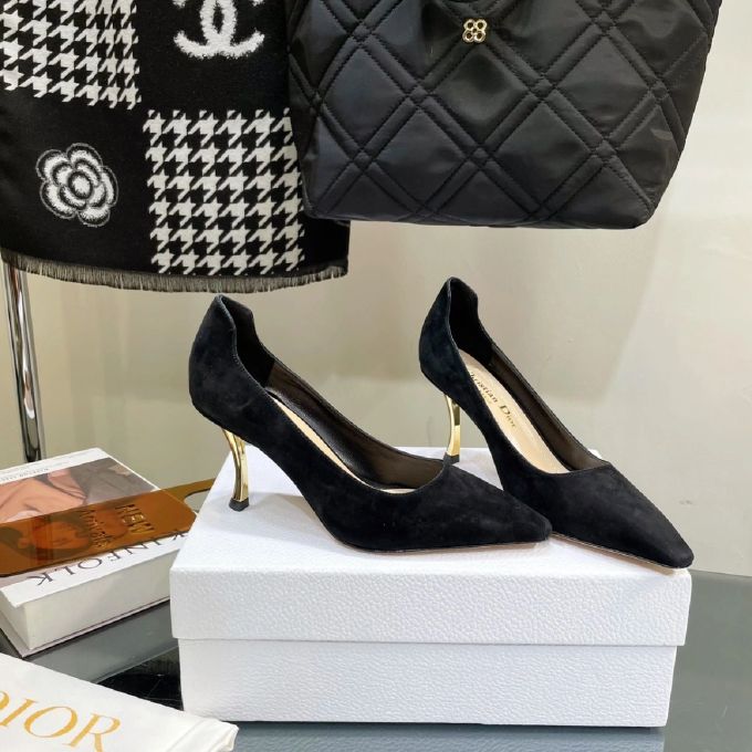 细跟 高跟 尖头 低帮 一脚蹬 浅口鞋 皮革 