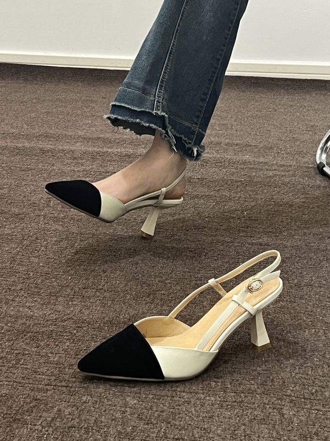 高跟 尖头 袢扣 皮革 