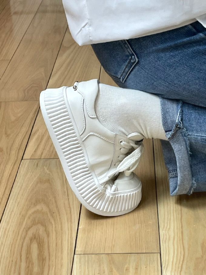 厚底 圆头 低帮 系带 深口鞋 皮革 