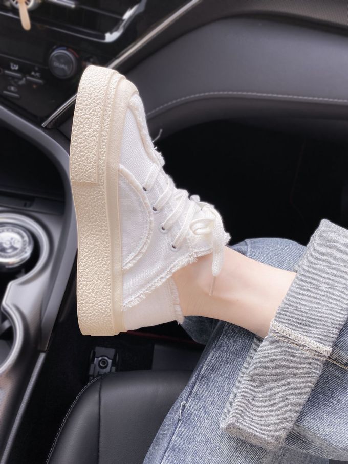 厚底 圆头 低帮 系带 深口鞋 网面 