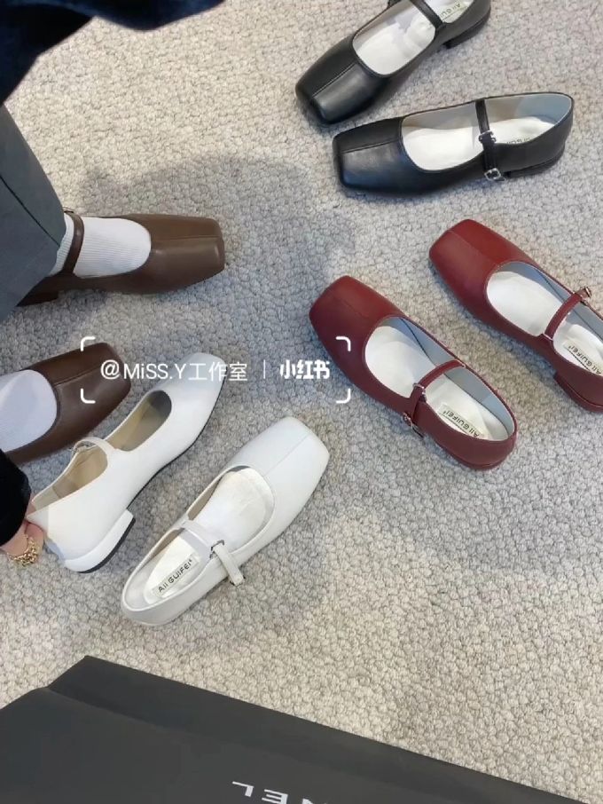 方头 低帮 袢扣 中口鞋 皮革 