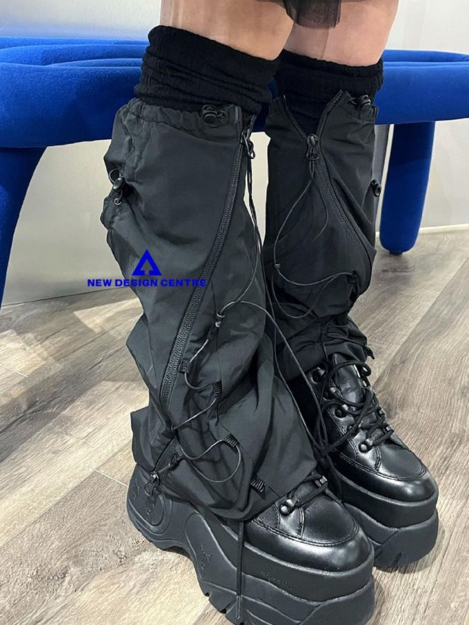 粗跟 中跟 圆头 系带 中筒 皮革 