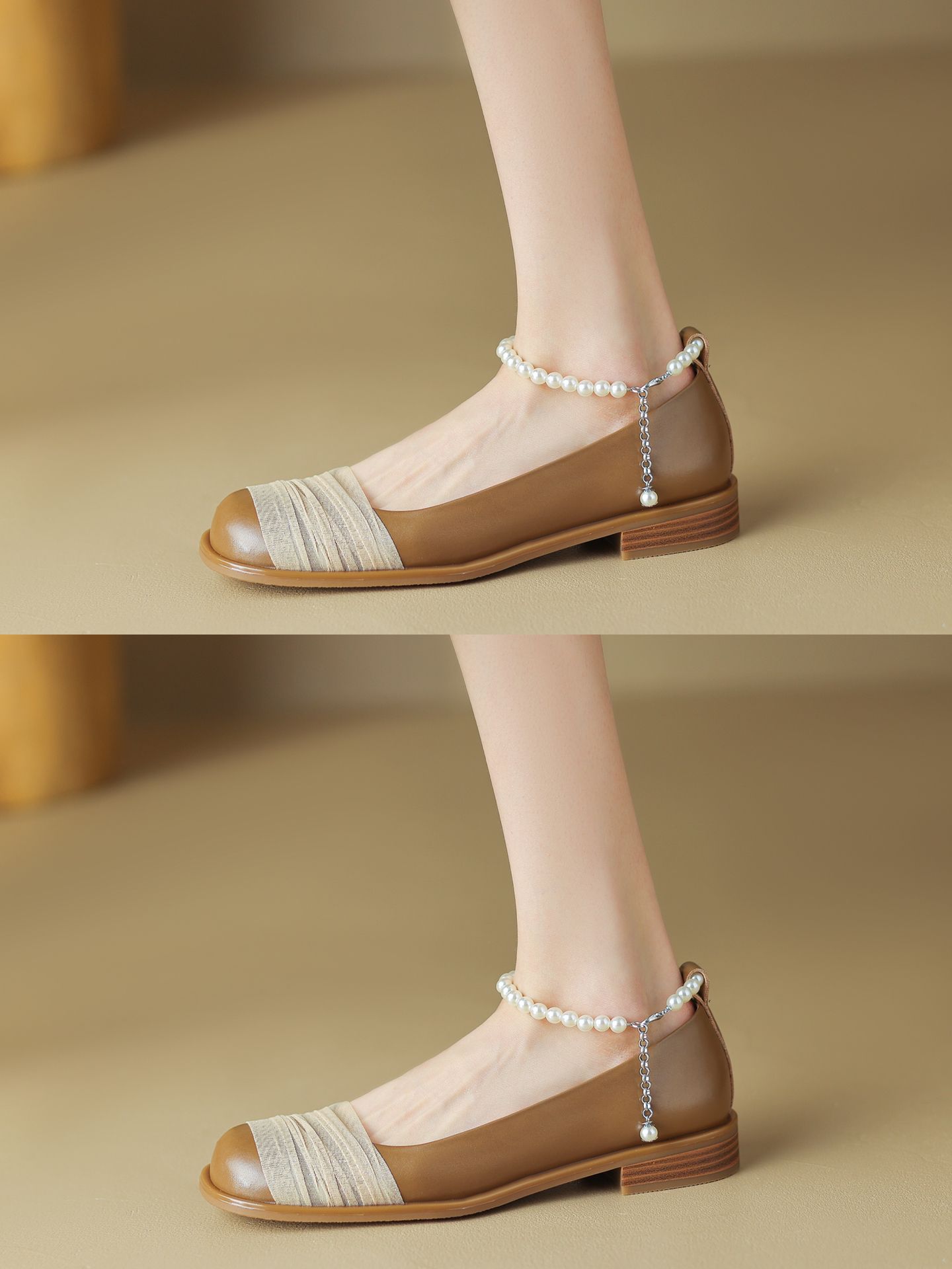 粗跟 低跟 圆头 低帮 袢扣 浅口鞋 皮革  - VALI鞋履AI设计主图