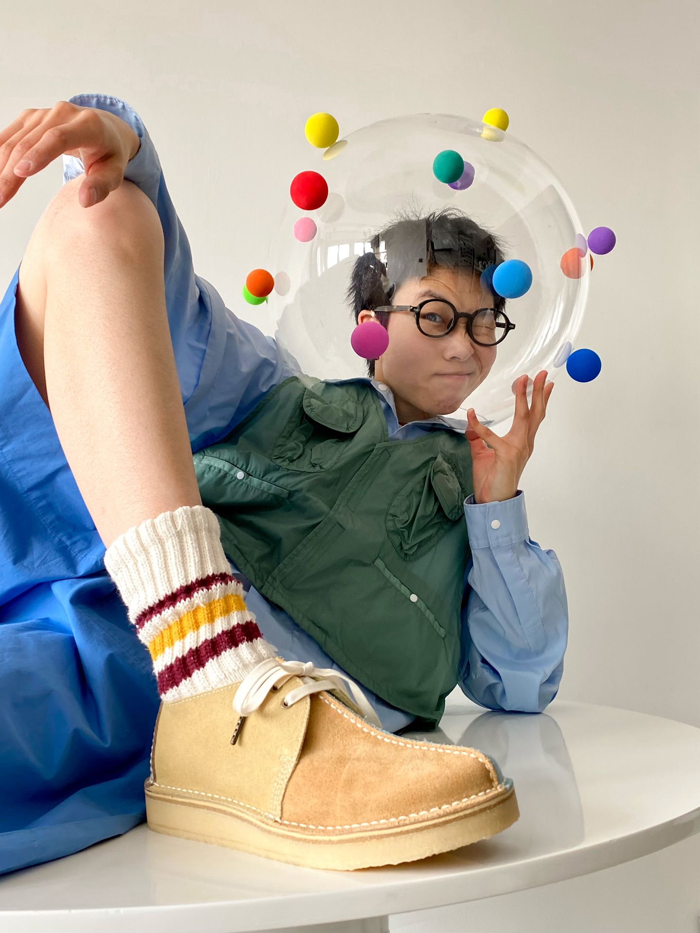 防护功能 连帽领 拼接 梧桐绿 伊甸园色 基础扣饰 前卫  - VALI鞋履AI设计主图