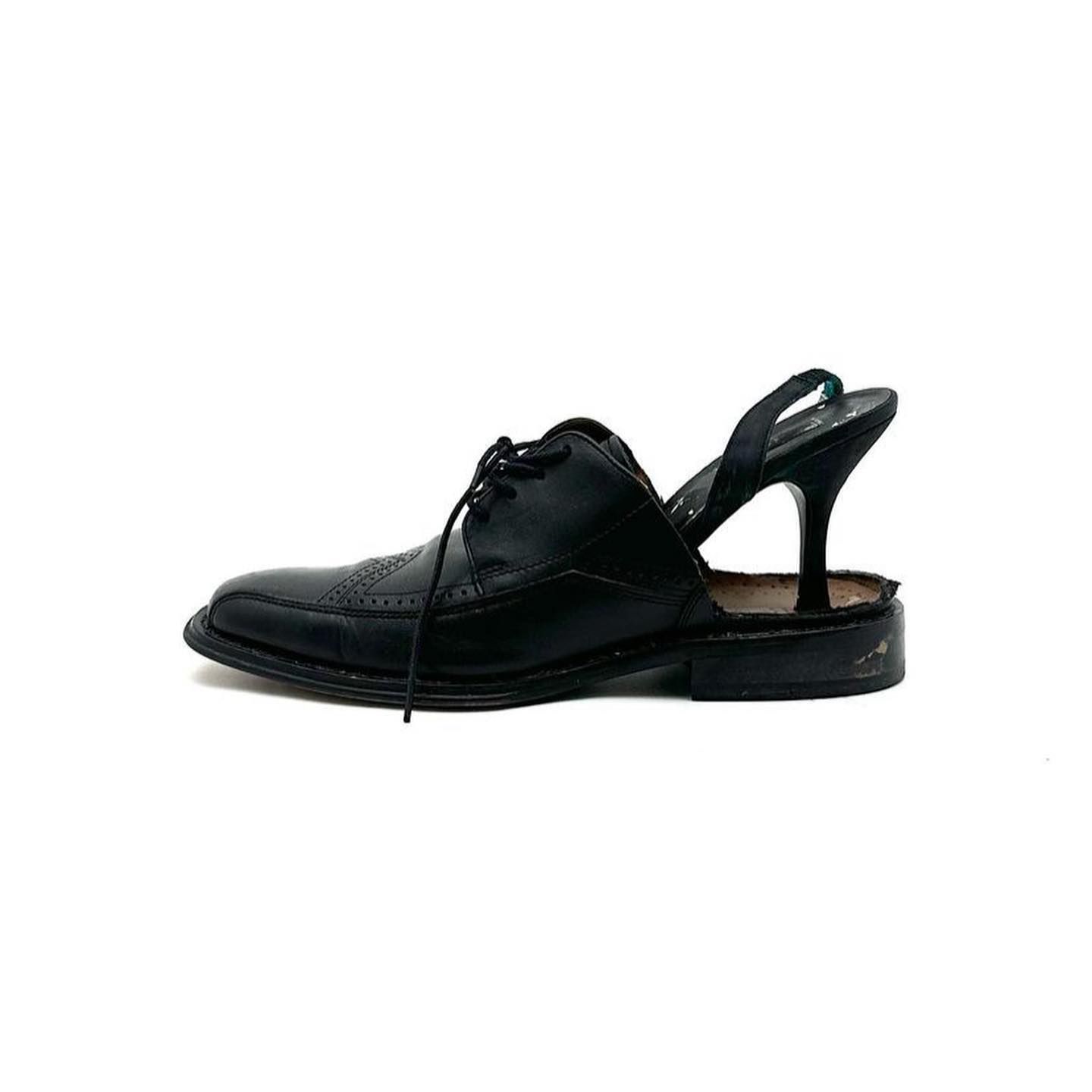 粗跟 低跟 无帮 系带 深口鞋 皮革  - VALI鞋履AI设计主图