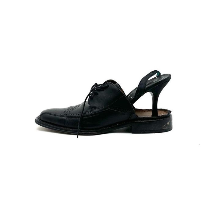 粗跟 低跟 无帮 系带 深口鞋 皮革 