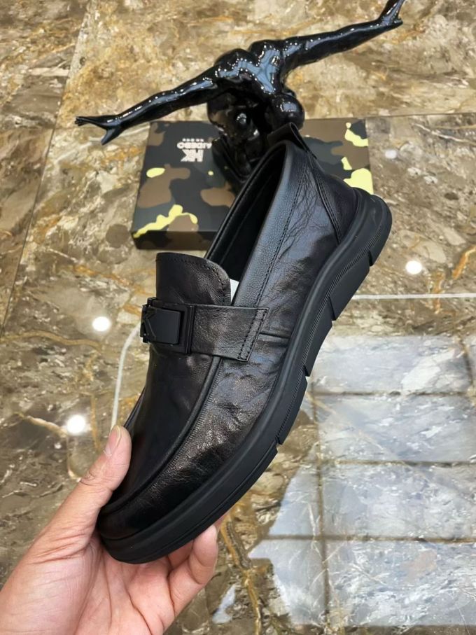 平底 圆头 低帮 一脚蹬 深口鞋 皮革 