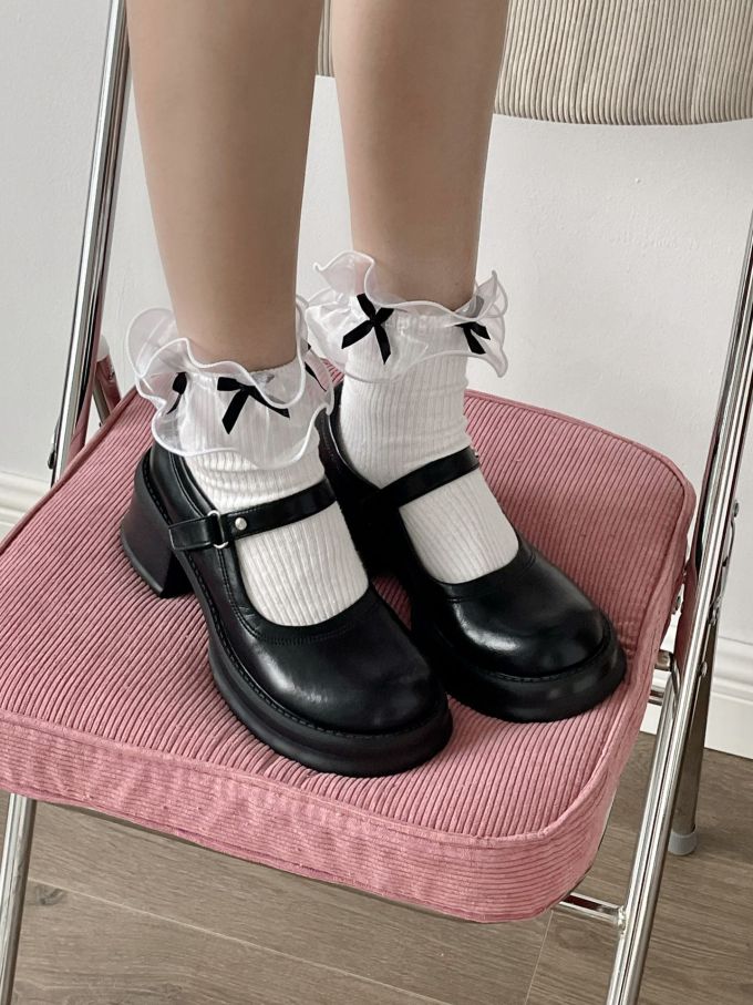 中跟 圆头 低帮 中口鞋 皮革 