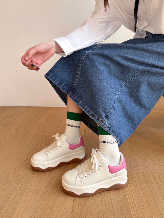 厚底 圆头 低帮 系带 深口鞋 