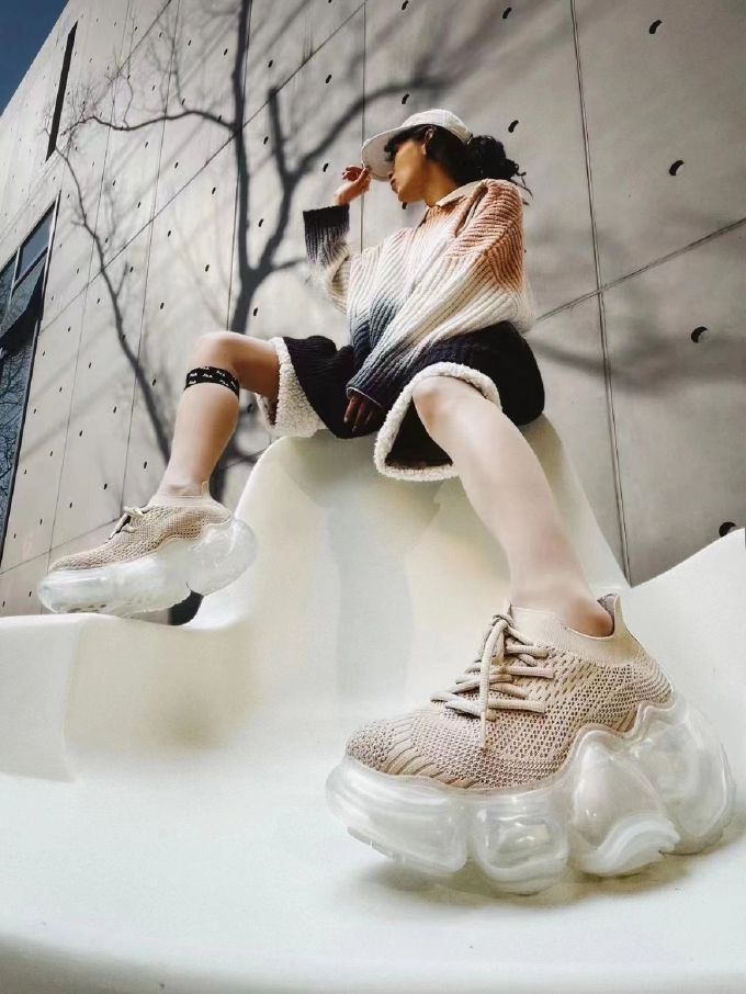 厚底 圆头 低帮 系带 深口鞋 网面 