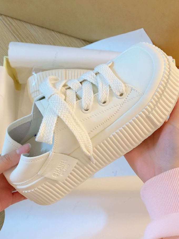 厚底 圆头 低帮 系带 深口鞋 皮革 