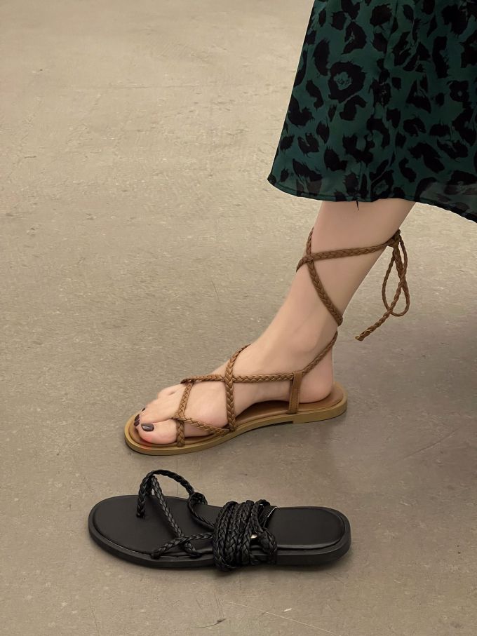 圆头 系带 皮革 