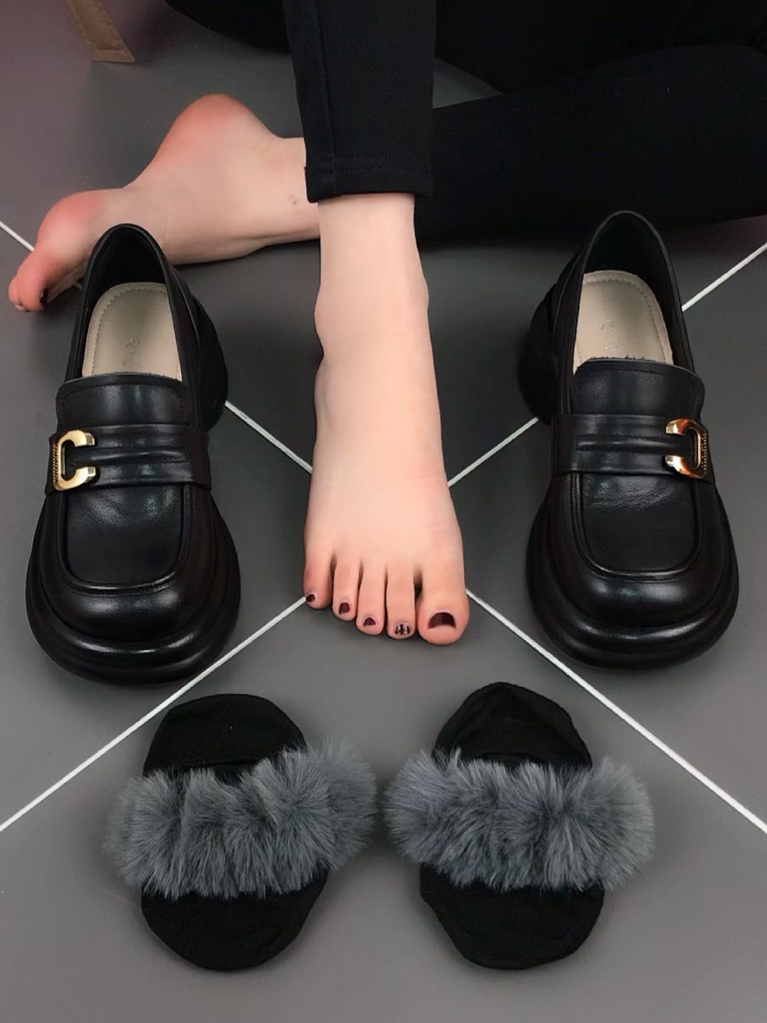 圆头 低帮 一脚蹬 深口鞋 皮革  - VALI鞋履AI设计主图