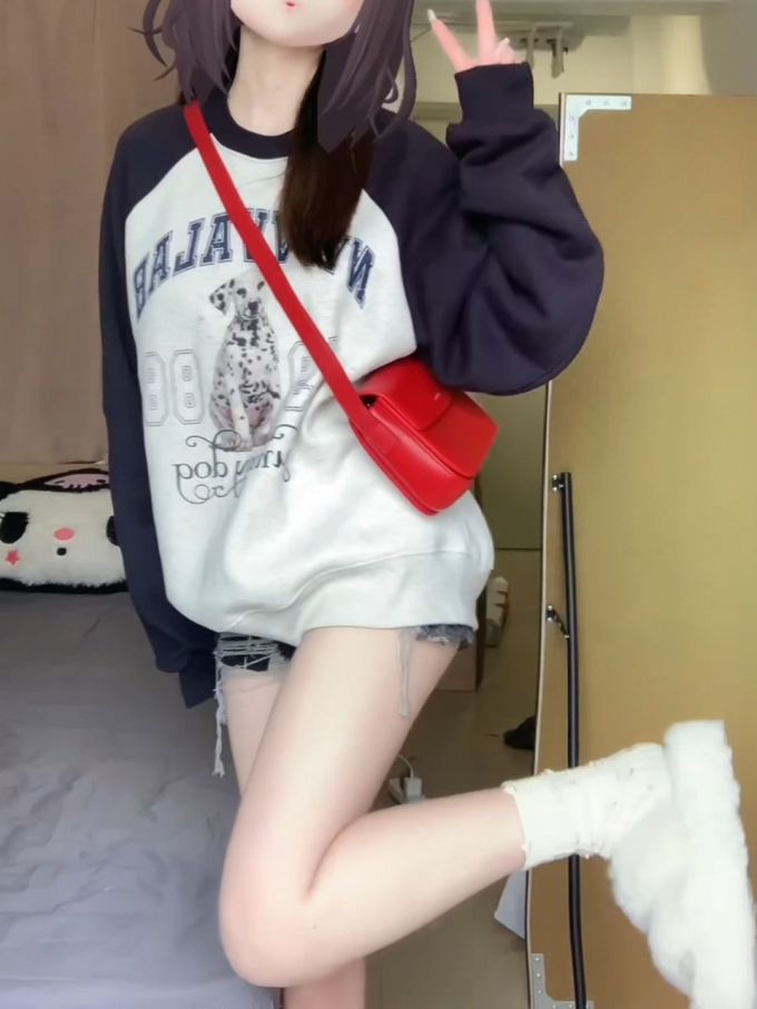 针织面料 H型 圆形领 文字图案 撞色/渐变 印花 夜蓝色 淡蓝色 韩系休闲 休闲 