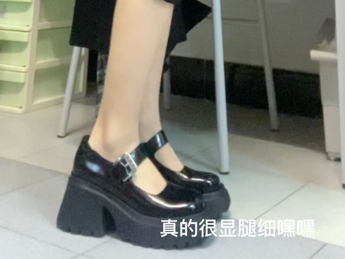 厚底 圆头 低帮 中口鞋 皮革 