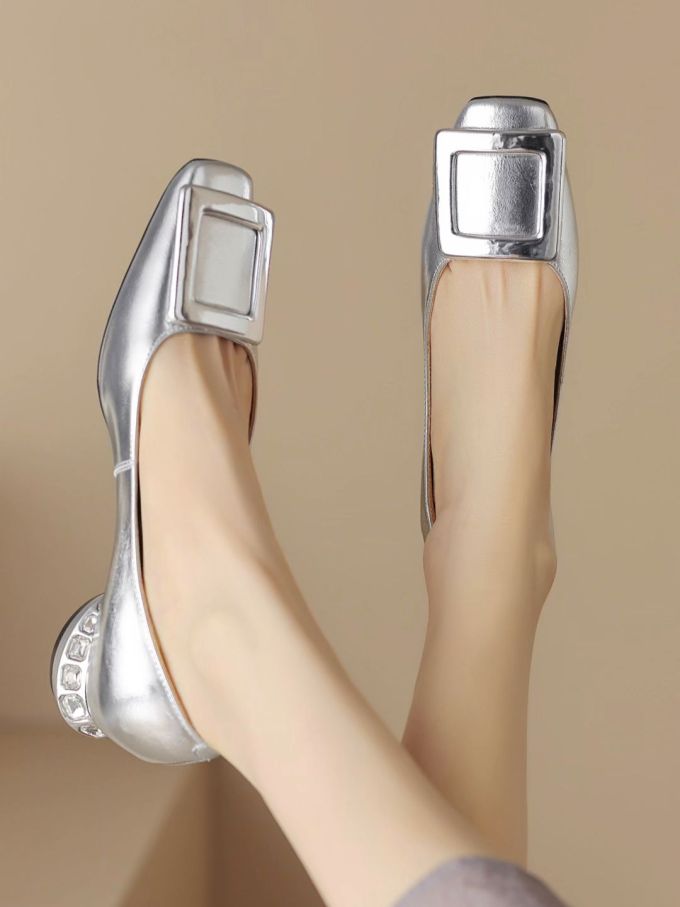 粗跟 中跟 圆头 低帮 一脚蹬 浅口鞋 皮革 