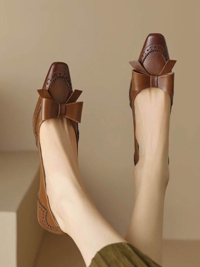 粗跟 中跟 尖头 低帮 一脚蹬 浅口鞋 