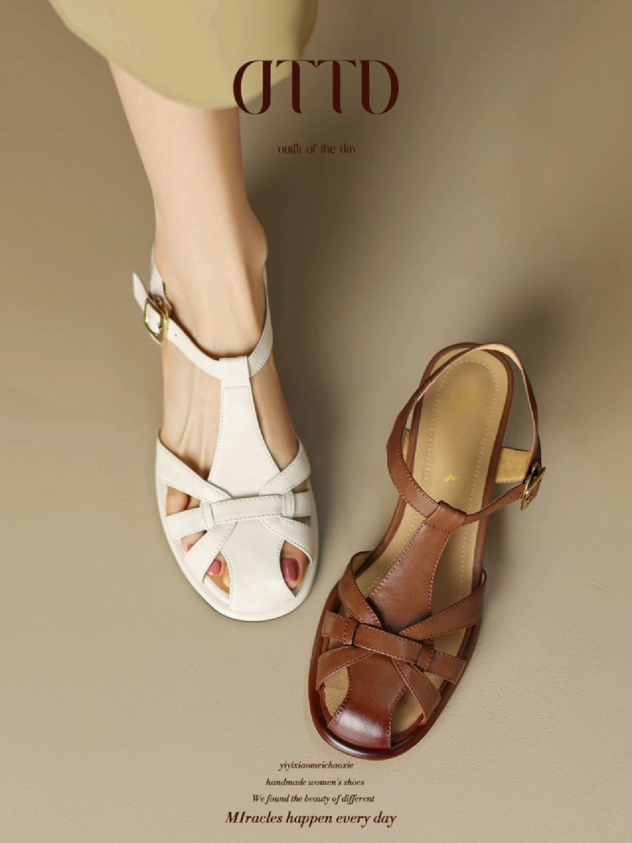 圆头 袢扣 中口鞋 皮革  - VALI鞋履AI设计主图