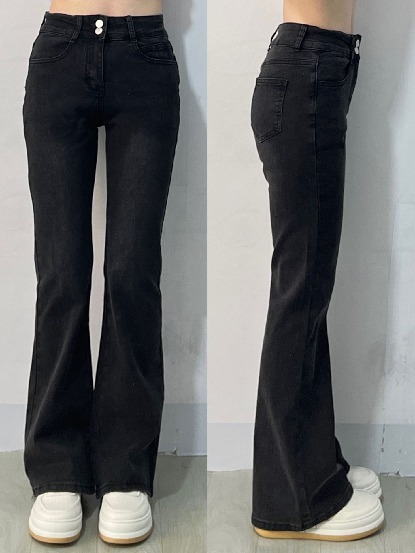 牛仔面料 洗水 蓝黑色 基础扣饰  - VALI鞋履AI设计主图