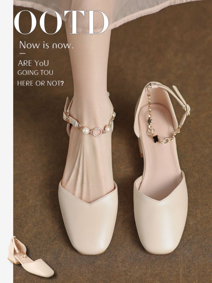 圆头 浅口鞋 皮革 